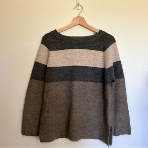 Kori Women's Sweater in Brown and Gray Stripes